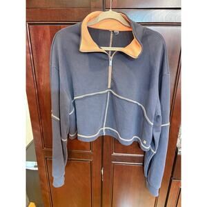 Sweaty Betty Revive Half Zip Crop Sweatshirt Charcoal and Peach Color Size 12